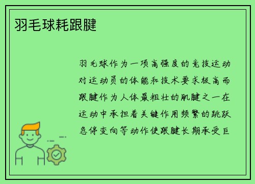 羽毛球耗跟腱